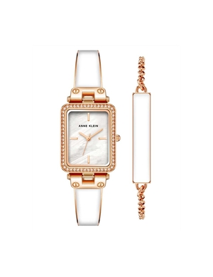 Ensembles Anne Klein Rectangular Case Watch and Bracelet   | DTX-1326926